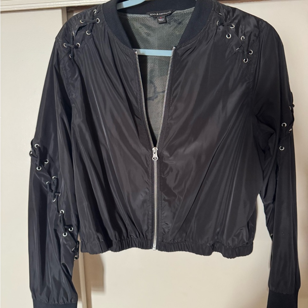 rock & republic cropped Black Bomber Jacket